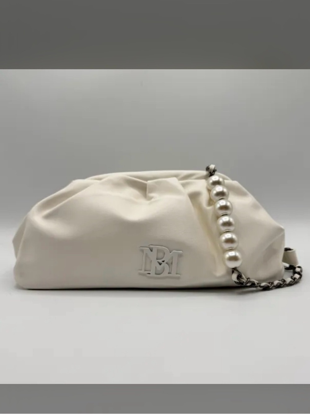 Badgley Mischka Cream Pearl-Accented Wristlet Clutch or crossbody